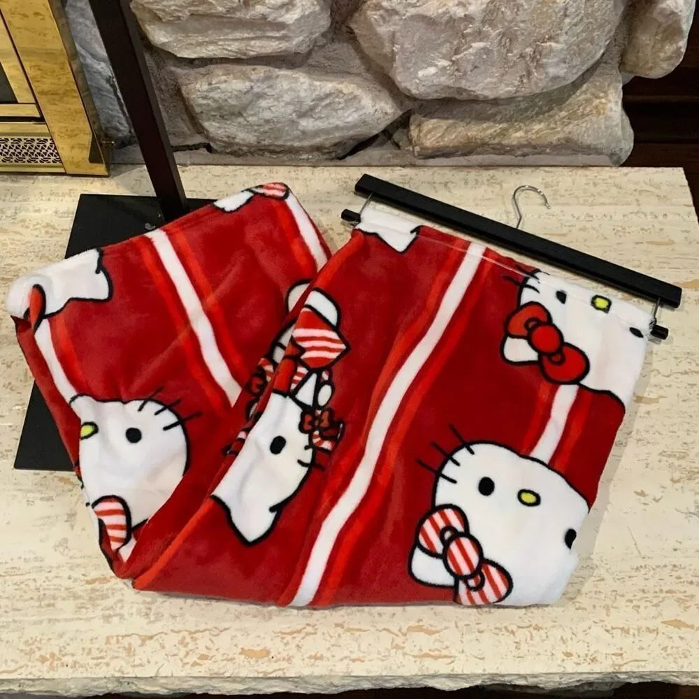 Hello kitty candy cane Christmas blanket